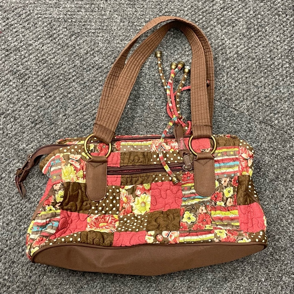 Vtg Donna Sharp Quilted Patchwork Handbag Pink Br… - image 5